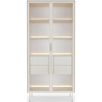 Knihovna LUMI k | vysoká vitrína 91 2D2S + LED | 91,5 cm | kašmír/zlatá