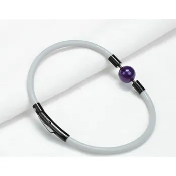 Náramek Náramek Vesmír - ametyst Velikost náramku: 13cm, Barva ocelových komponentů: zlatá, Barva náramku: bílá