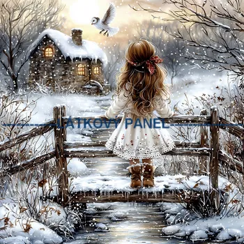 Látkový panel - Holčička se sovičkou - DZ-140 Velikost: 20x20cm, Materiál: Bavlna