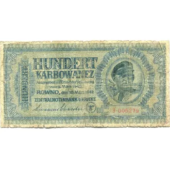 UKRAJINA. 100 karbowanez 1942. Série 3.