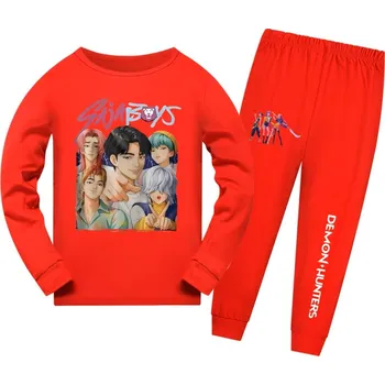 Dívčí pyžamo KPop Demon Hunters (Lovkyně démonů) KPop Demon Hunters dětské pyžamo s potiskem Saja Boys - mix barev Barva: Červená, Velikost: 170