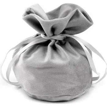Dárková taška Dárkový sáček - měšec sametový 14 x 16 cm šedý (Stahovací pytlík )