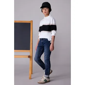 Chlapecké kalhoty Dětské rifle Mayoral soft denim 7570.7E.Junior.9BYA námořnická modř 59X, vel. 172