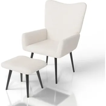 Křeslo FurniGO Křeslo Odense s podnožkou – krémové