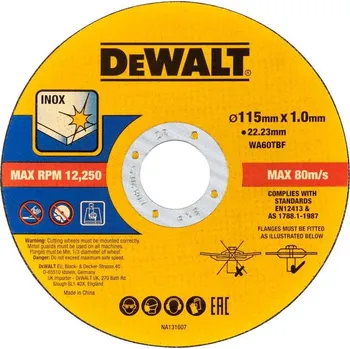Pilový kotouč DeWalt Řezný kotouč na nerez 115x1mm, 50 ks DT20597