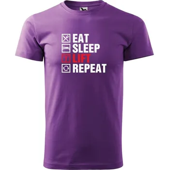 Pánské tričko DOBRÝ TRIKO Pánské tričko s potiskem Eat sleep lift Velikost: 4XL, Barva: Fialová