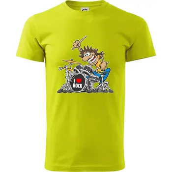 I love rock bubeník - Klasické pánské triko vyšší gramáže - 4XL ( Limetková )