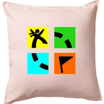 Polštář Geocaching logo barevné - Polštář 50x50 - 50x50 - Včetně výplně ( Světle růžová )