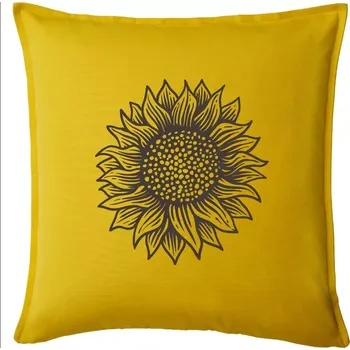 Polštář Slunečnice kreslená černobílá - Polštář 50x50 - 50x50 - Pouze potah ( Žlutá )