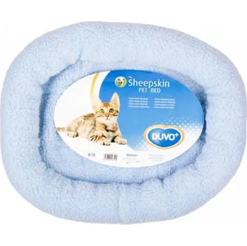 Pelíšek pro psa Duvo+ Oválný pelíšek z umělé ovčí kůže - modrý 40x45cm