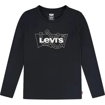 Chlapecké tričko Dětské bavlněné tričko s dlouhým rukávem Levi's LS BATWING FILL černá barva, 4EN576 99X, vel. 158