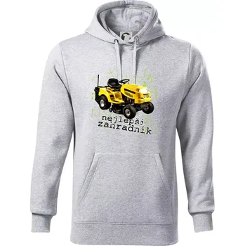 Pánská mikina Nejlepší zahradník traktor - Mikina pánská Cape s kapucí - 4XL ( Světlešedý Melír )