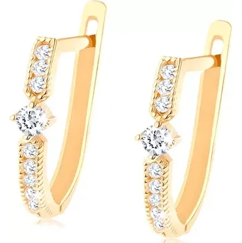 Náušnice Náušnice ze žlutého 14K zlata - oblouček zdobený čirými zirkonky