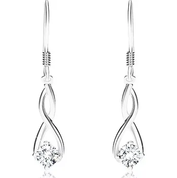 Náušnice Stříbrné 925 náušnice, protisměrně zvlněné linie, čirý zirkon, háčky