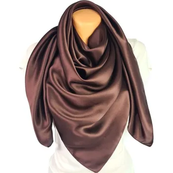 Šátek BoSETA S.r.l. Italy Slavnostní čokoládově hnědý šátek z pravého morušového hedvábí jednobarevný bez vzoru