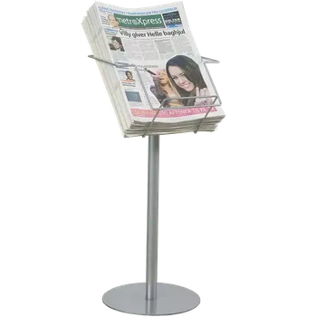 STANDCAP A3, stojan s drátěnou kapsou na tiskoviny, stříbrný