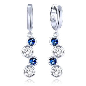 Souprava šperků MINET Elegantní stříbrné náušnice s bílými a modrými zirkony JMAS0287BE00
