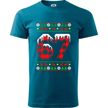 Pánské tričko 67 vánoční motiv - Klasické pánské triko vyšší gramáže - XS ( Petrolejová )