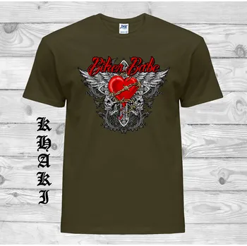 levne-bavlnene-chopper-tricko-potisk-biker-srdce Barva: Khaki, velikost: M