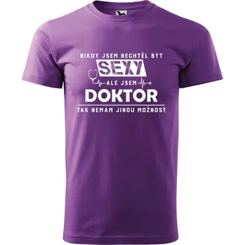 Pánská móda DOBRÝ TRIKO Pánské tričko s potiskem Sexy doktor Velikost: 4XL, Barva: Fialová