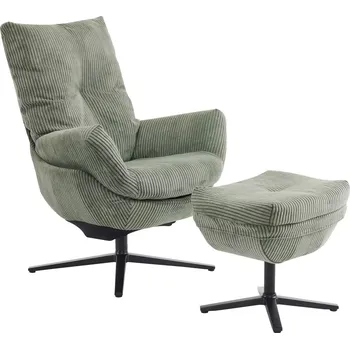 Křeslo Tmavě zelené houpací křeslo Debbie s taburetem 77 x 100 x 78 kov,&nbsp;92% polyester, 8% nylon