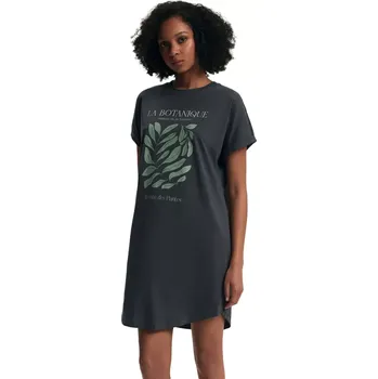 Dámské noční prádlo Dámská bavlněná noční košile s botanickým potiskem Henderson Dannina 43687 grafit velikost M