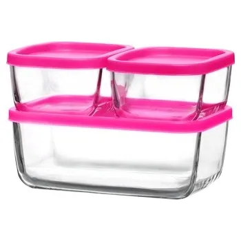 Dóza na potraviny CUBE sada dóza sklo 405ml+1170ml