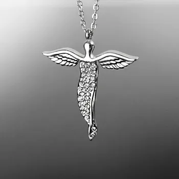 Náhrdelník Jemný ocelový náhrdelník anděl s krystaly č. 1466