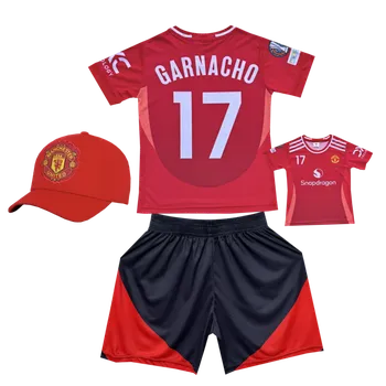 Míčový sport Premium dětský fotbalový dres + fotbalová kšiltovka FC Manchester United - Alejandro Garnacho .Č17 Velikost: 14 let ( vel.158)