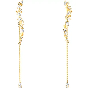 Náušnice Náušnice ze 14K zlata - proužek ve tvaru vlnky s ozdobami, čiré zirkony