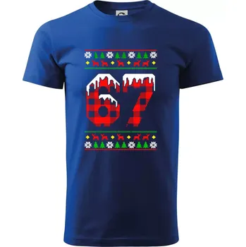 Pánské tričko 67 vánoční motiv - Triko extra velké (5-8XL) - 6XL ( Královská modrá )