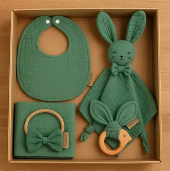 Kosmetická sada Mušelínová dárková sada pro děti New Baby zelený 0- 12 m