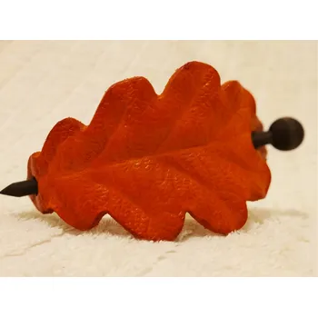 Kožená spona do vlasů s dřevěnou jehlicí č.6 Barva: Oranžová