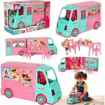 Doplněk pro panenku KIK Sada autíček pro panenky Food truck 21 el.