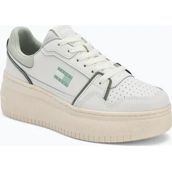 Dámské tenisky Dámské boty Tommy Jeans Retro Basket Flatform ecru/misty sage