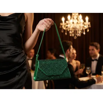 Kabelka Bestini Royal Midnight Gloss – elegantní večerní kabelka - Zelená