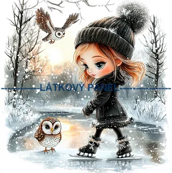 Látkový panel - Holčička se sovičkou - DZ-131 Velikost: 30x30cm, Materiál: Mikroplyš