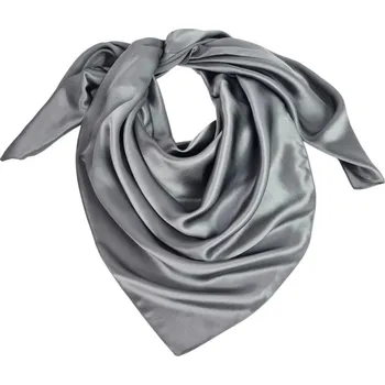Šátek BoSETA S.r.l. Italy Jednovabrevný šedý hedvábný šátek na krk, přehoz přes ramena, elegantní bez vzoru