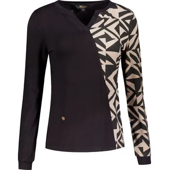 Dámské triko KIXMI VIVIANE ČERNÁ/BÉŽOVÁ 4XL