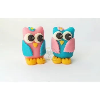 Figurka na dort sova růžová 30g 1ks z kokosové hmoty