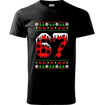 Pánské tričko 67 vánoční motiv - Klasické pánské triko vyšší gramáže - XS ( Černá )