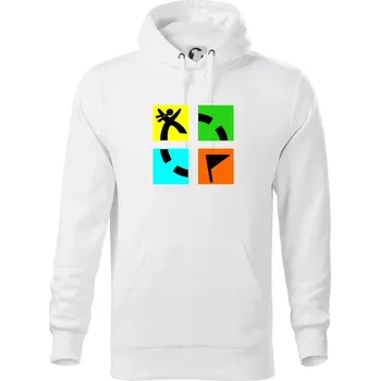 Pánská mikina Geocaching logo barevné - Mikina pánská Cape s kapucí - 4XL ( Bílá )