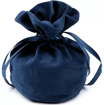 Dárková taška Dárkový sáček - měšec sametový 14 x 16 cm modrý (Stahovací pytlík )