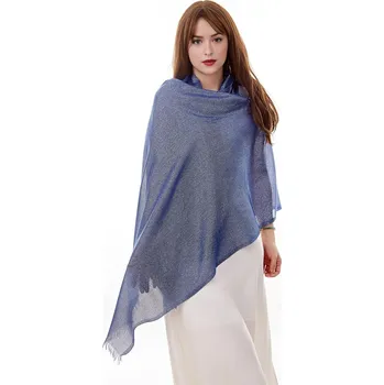 Šála Classic Scarf Slavnostní modrá šála metalická se stříbrným vláknem, pléd přes ramena na šaty na party, svatbu ...