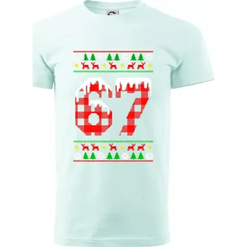 Pánské tričko 67 vánoční motiv - Klasické pánské triko vyšší gramáže - XL ( Frost )