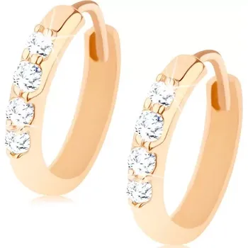 Náušnice Kloubové náušnice ze 14K zlata - kroužky zdobené linií čirých zirkonků
