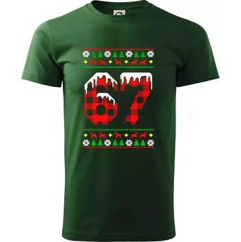 Pánské tričko 67 vánoční motiv - Triko extra velké (5-8XL) - 6XL ( Lahvově zelená )