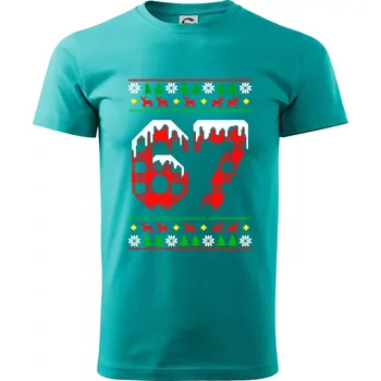 Pánské tričko 67 vánoční motiv - Klasické pánské triko vyšší gramáže - XS ( Emerald )