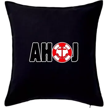 Polštář Pozdrav vodáka ahoj - Polštář 50x50 - 50x50 - Pouze potah ( Černá )