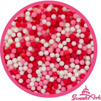 Jedlá dekorace na dort SweetArt cukrové perly Love mix 5 mm (80 g) ♡